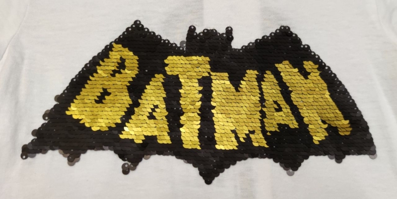 Batman T-Shirt Weiß mit Wendepailetten